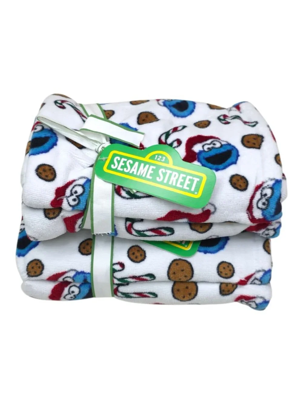 Sesame Street Cotton Bath Towel & 4 Hand Towels Cookie Monster Holiday Christmas